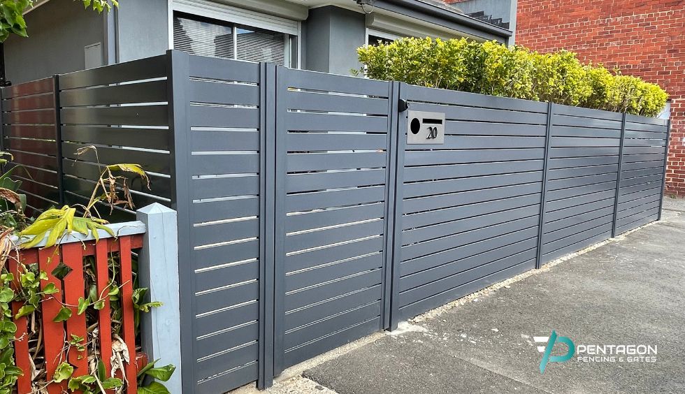 aluminium front fence with pedestrian access gate - Front Fence Installation Cost in Melbourne
