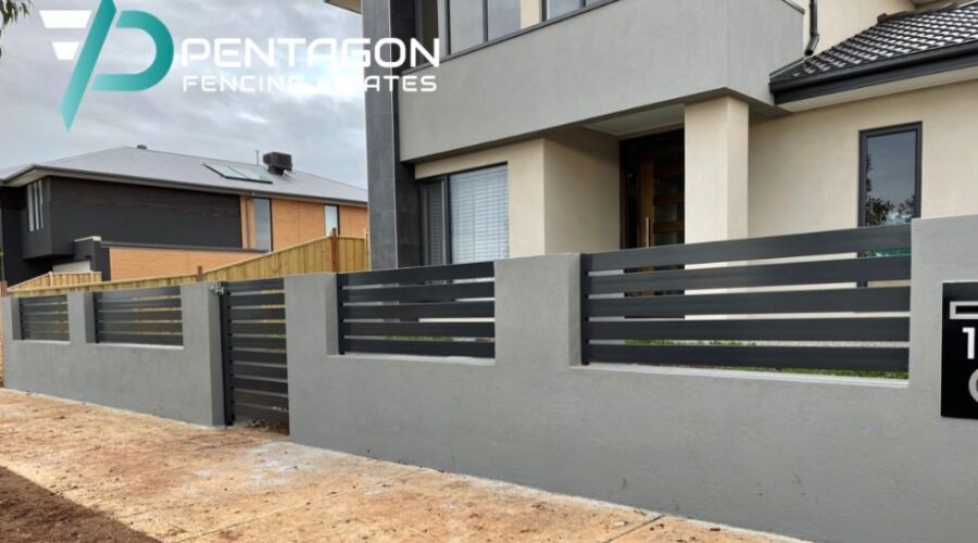 front fence with pedestrian access gate installed by Pentagon Fencing & Gates in Melbourne