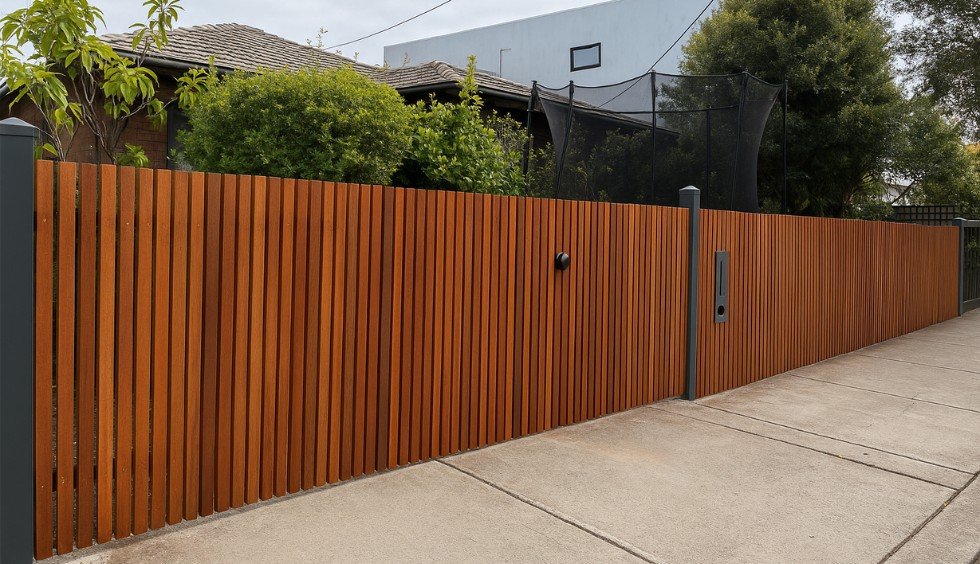 timber batten fencing installed by Pentagon in Melbourne