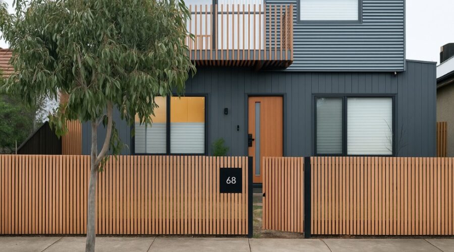 Timber front fence in Melbourne