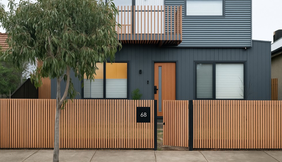 Timber front fence in Melbourne