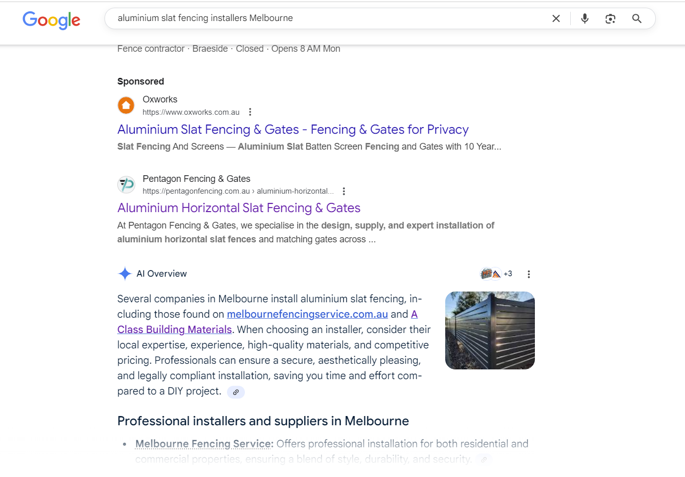 research about aluminium slat fencing installers Melbourne on google