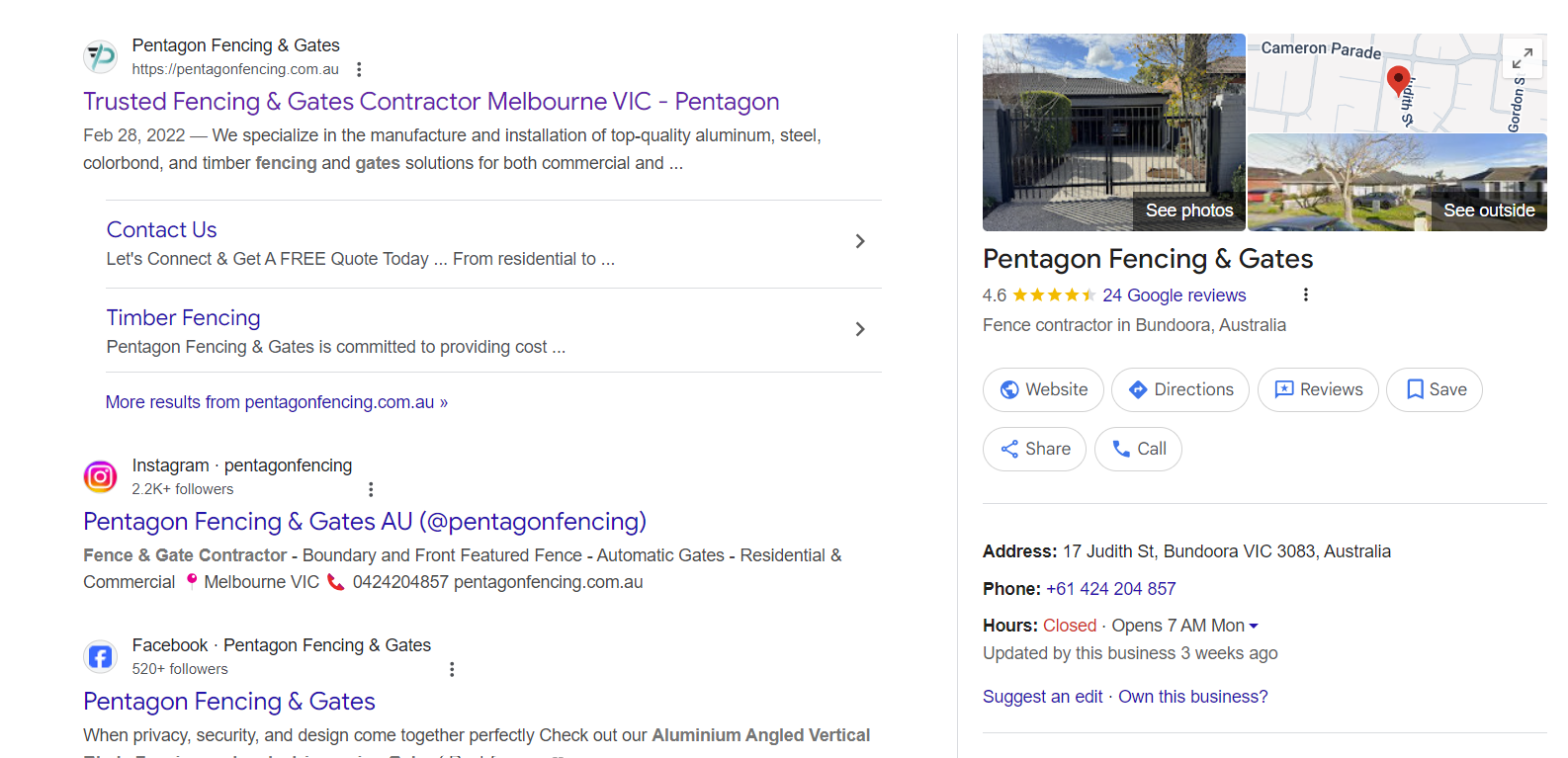 Pentagon's Google Business Profile