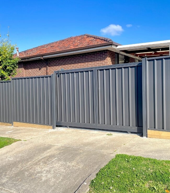 colorbond sliding gate installation in vic melbourne by Pentagon Fencing & Gates
