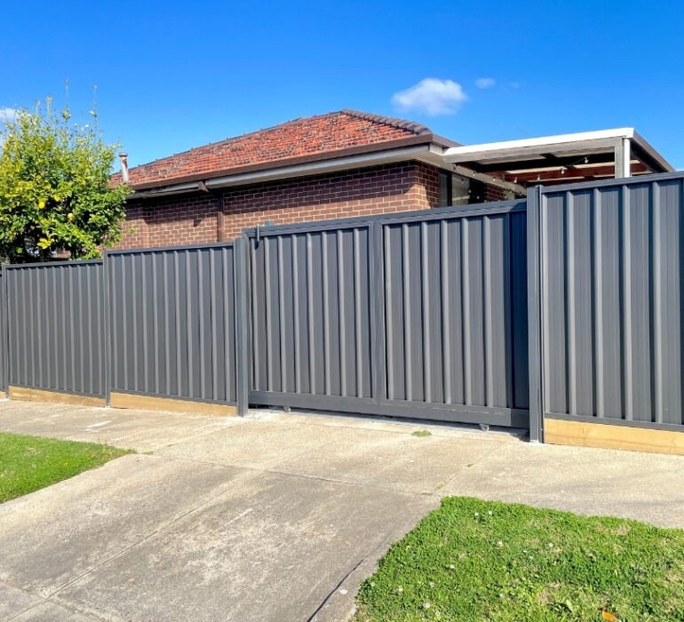 colorbond sliding gate installation in vic melbourne by Pentagon Fencing & Gates