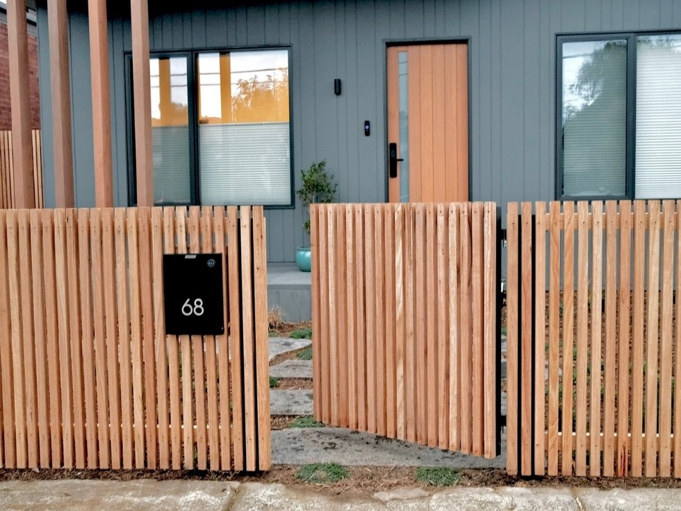 timber swing gate installation in vic melbourne by Pentagon Fencing & Gates