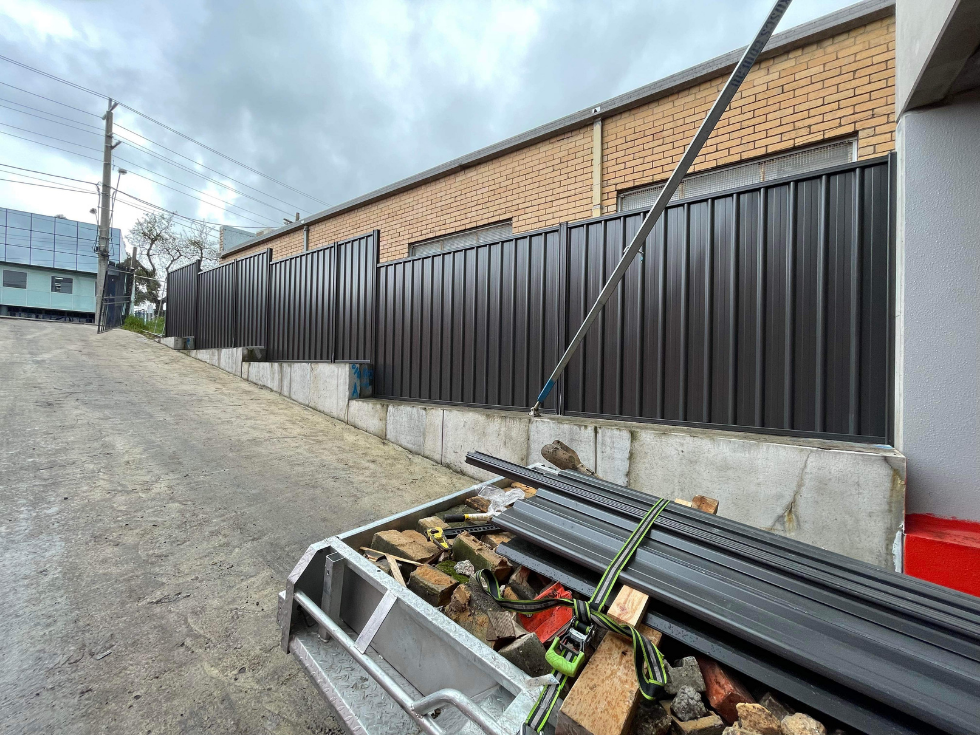 colorbond security fencing solution for a micro warehousing project in Preston, Melbourne VIC