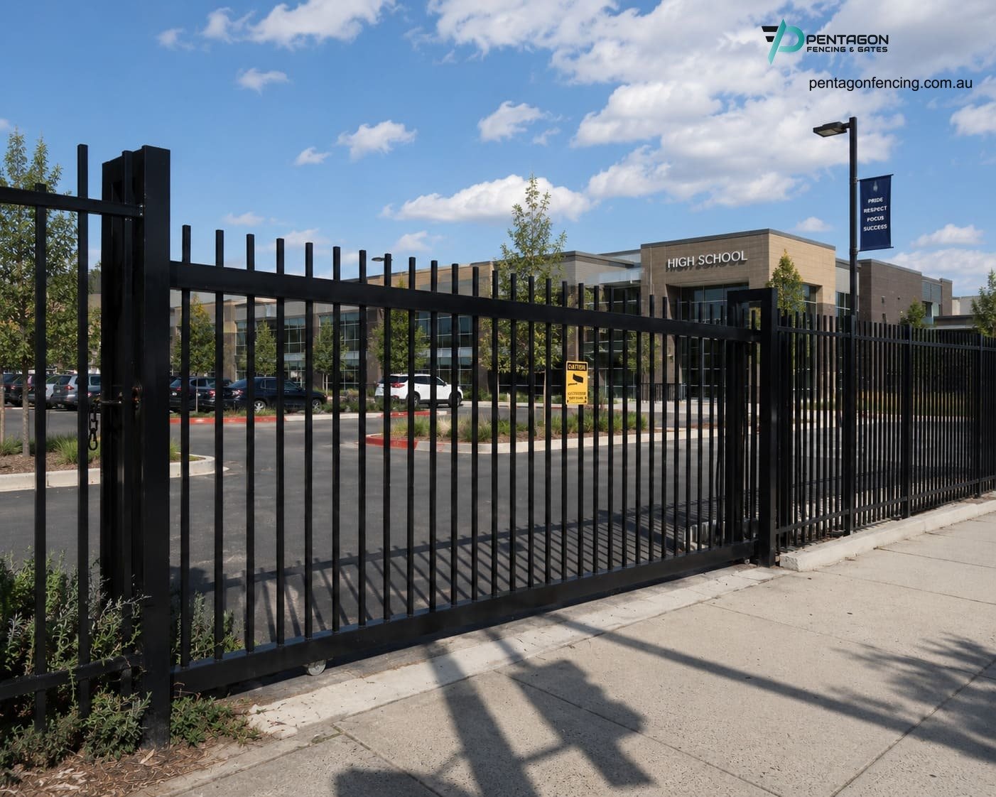 Steel Gates Melbourne: Matching Sliding, Swing and Pedestrian Gates to Security Fencing 3 commercial steel sliding gate melbourne pentagon