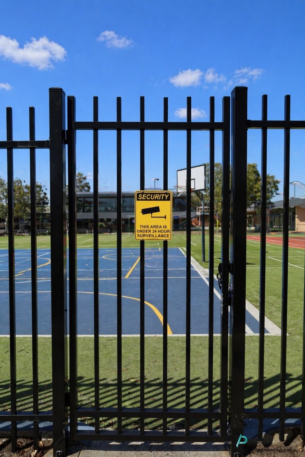 security steel rod top swing gate for schools