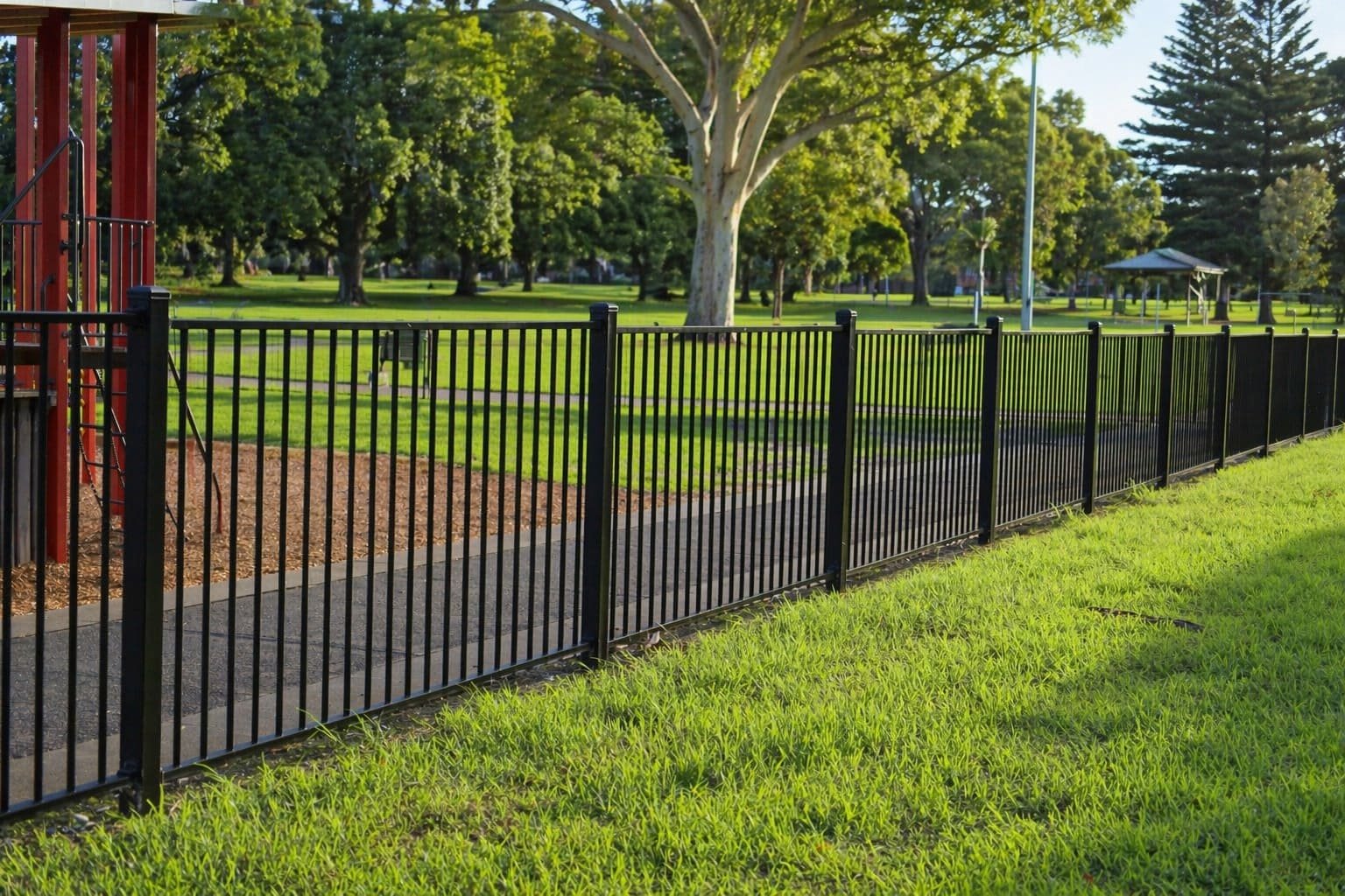 tubular steel fencing public parks melbourne